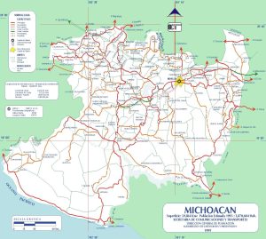 Mapa de carreteras de Michoacán de 1999.