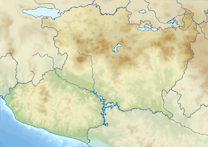 Mapa físico en blanco de Michoacán.