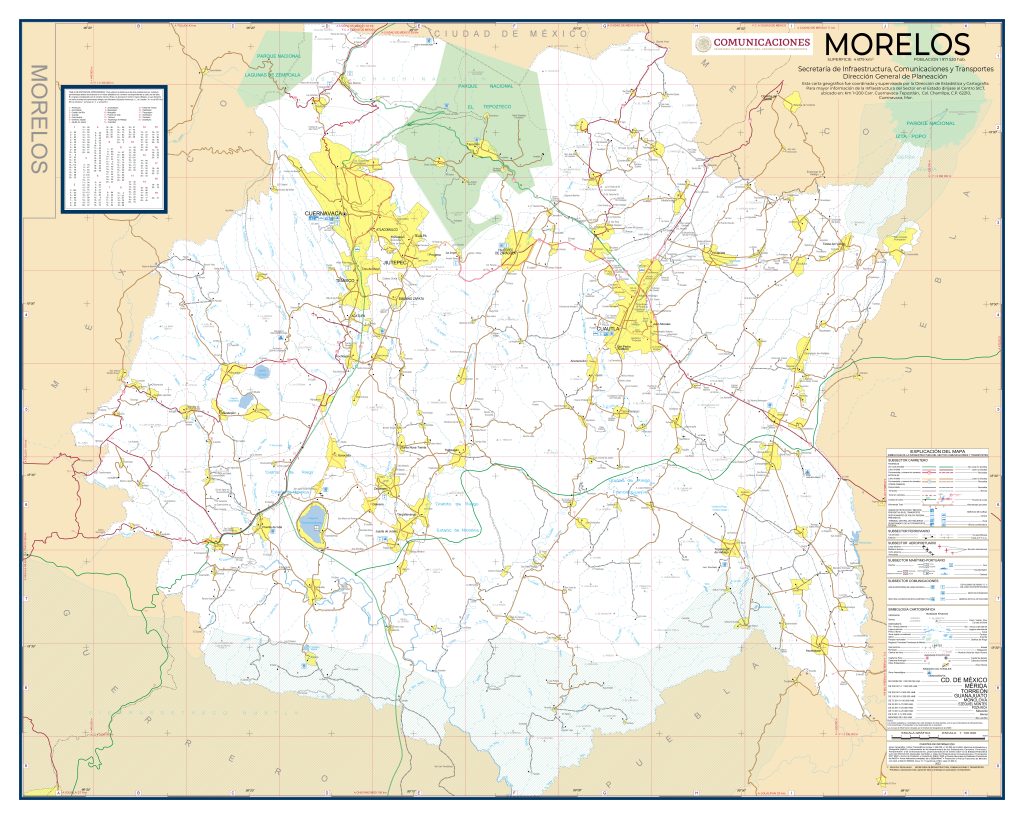 Mapa de carreteras de Morelos.