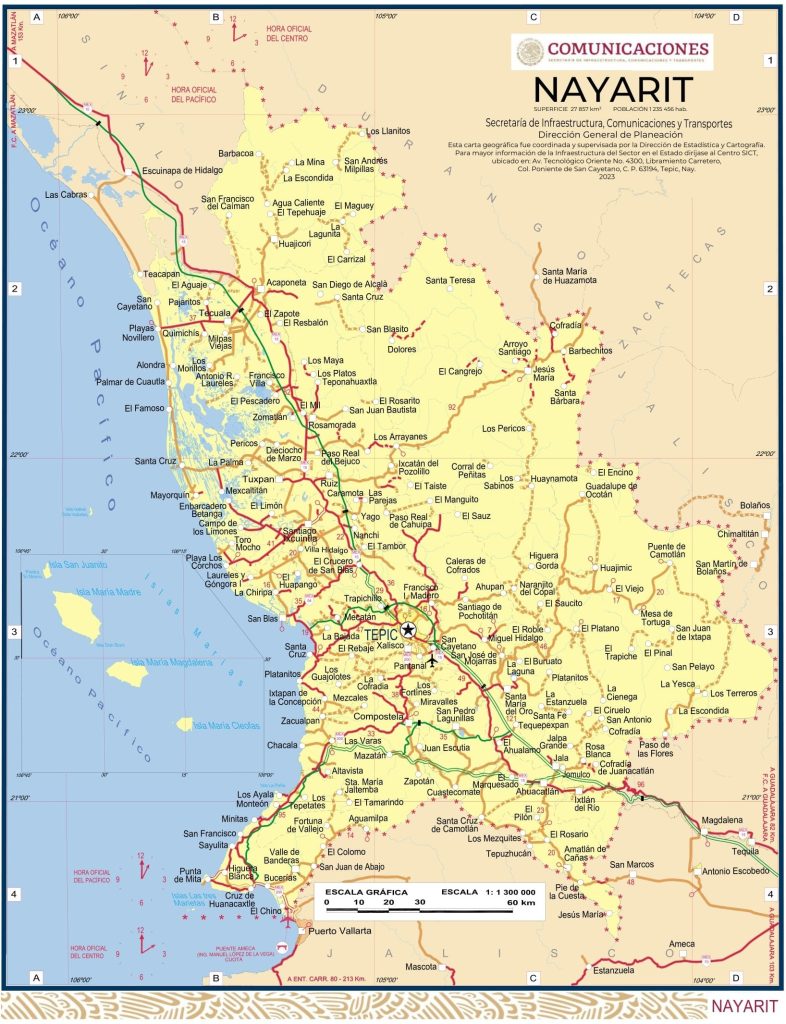 Mapa de Nayarit.