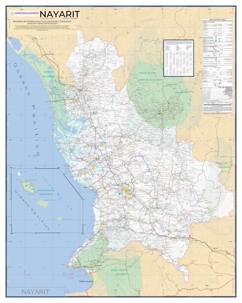 Mapa de carreteras de Nayarit.