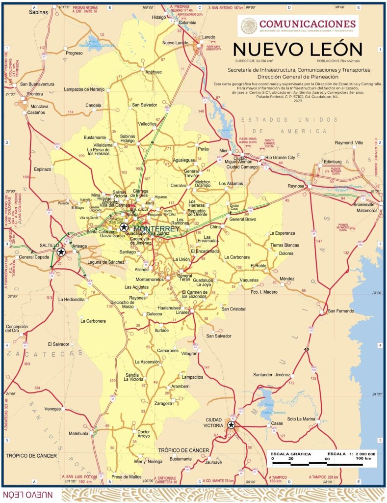 Mapa de Nuevo León.