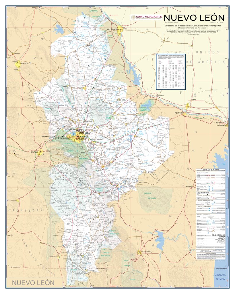 Mapa de carreteras de Nuevo León.