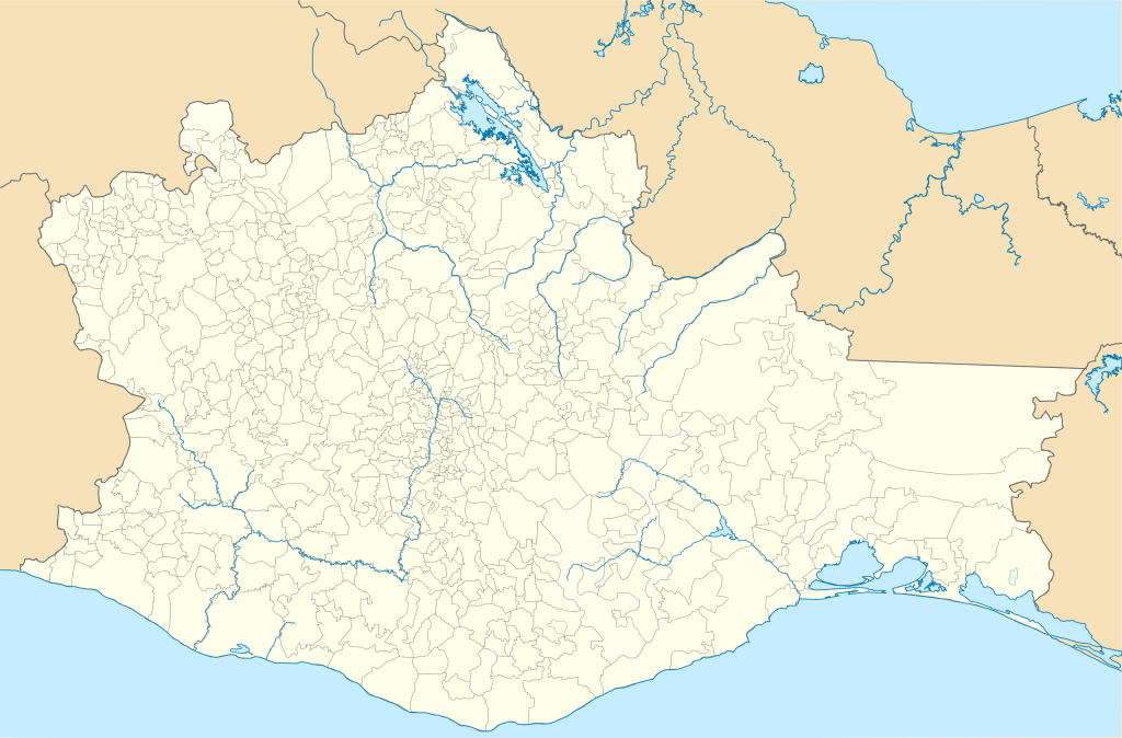 Mapa mudo del estado de Oaxaca.