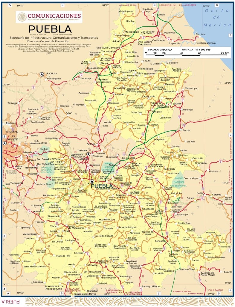Mapa del estado de Puebla.