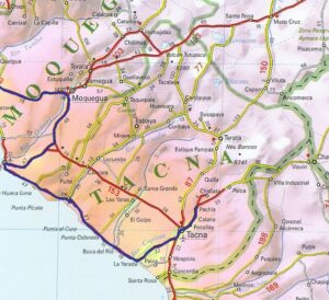 Mapa en relieve del departamento de Tacna.