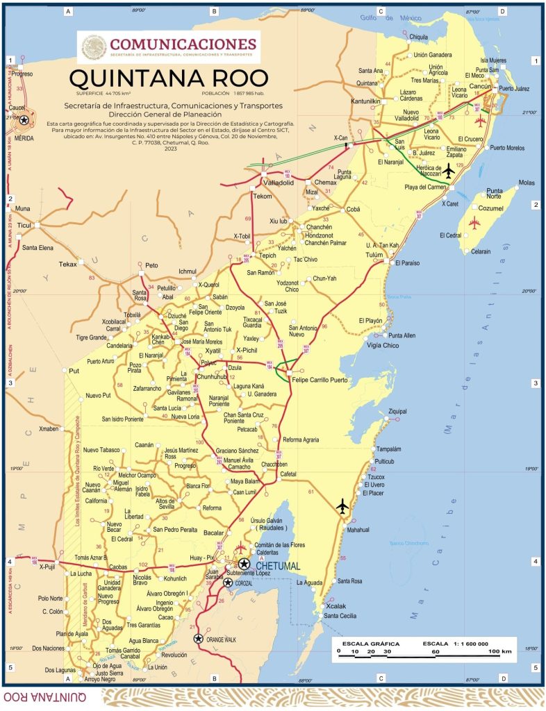 Mapa de Quintana Roo.