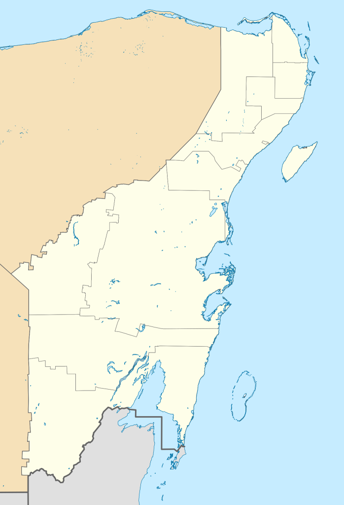 Mapa mudo de Quintana Roo.