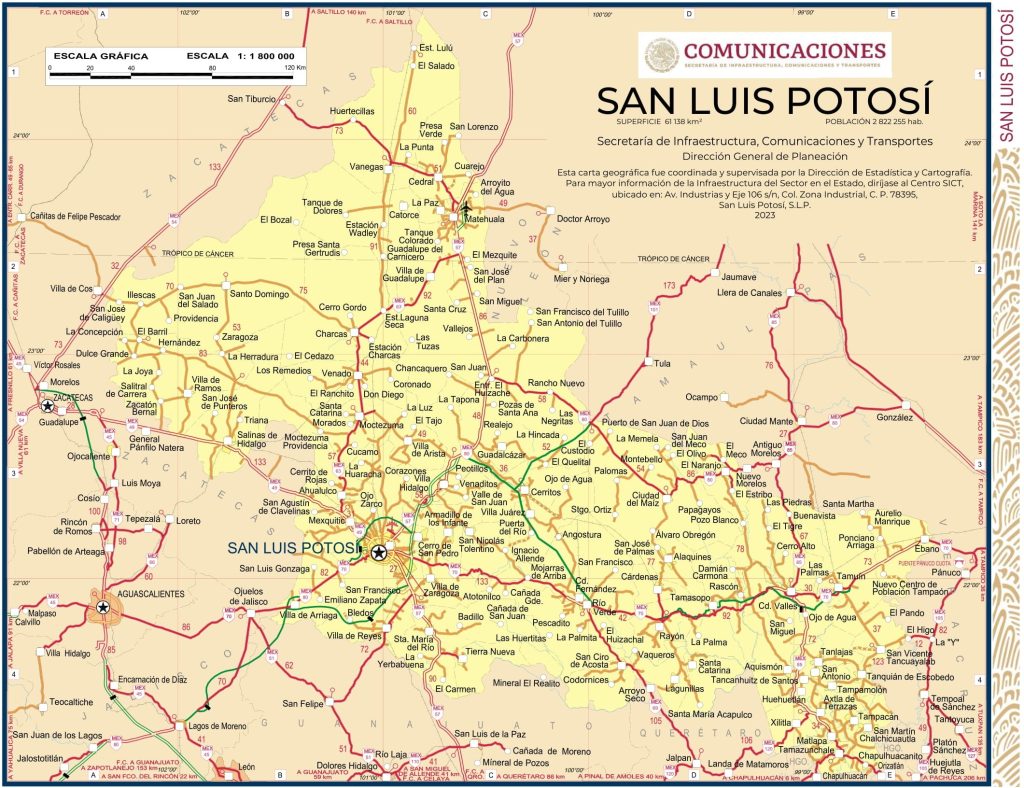 Mapa del estado de San Luis Potosí.