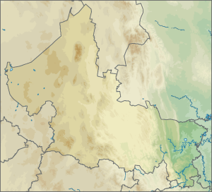 Mapa físico en blanco del estado de San Luis Potosí.