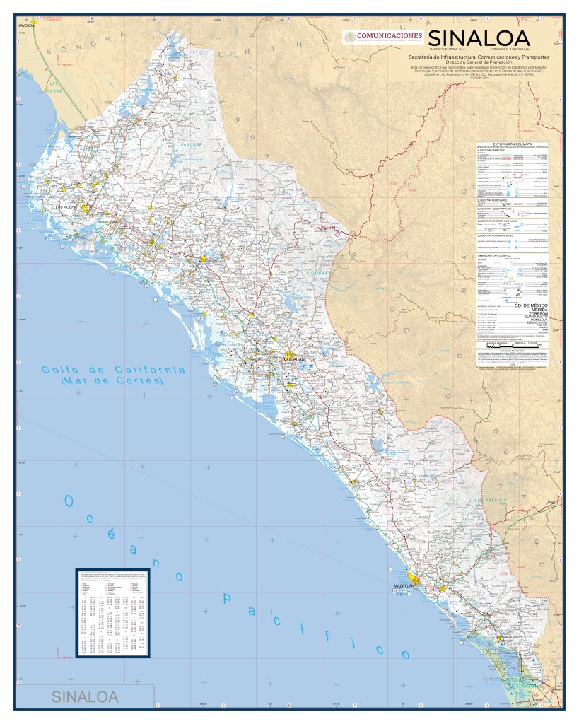 Mapa de carreteras de Sinaloa.