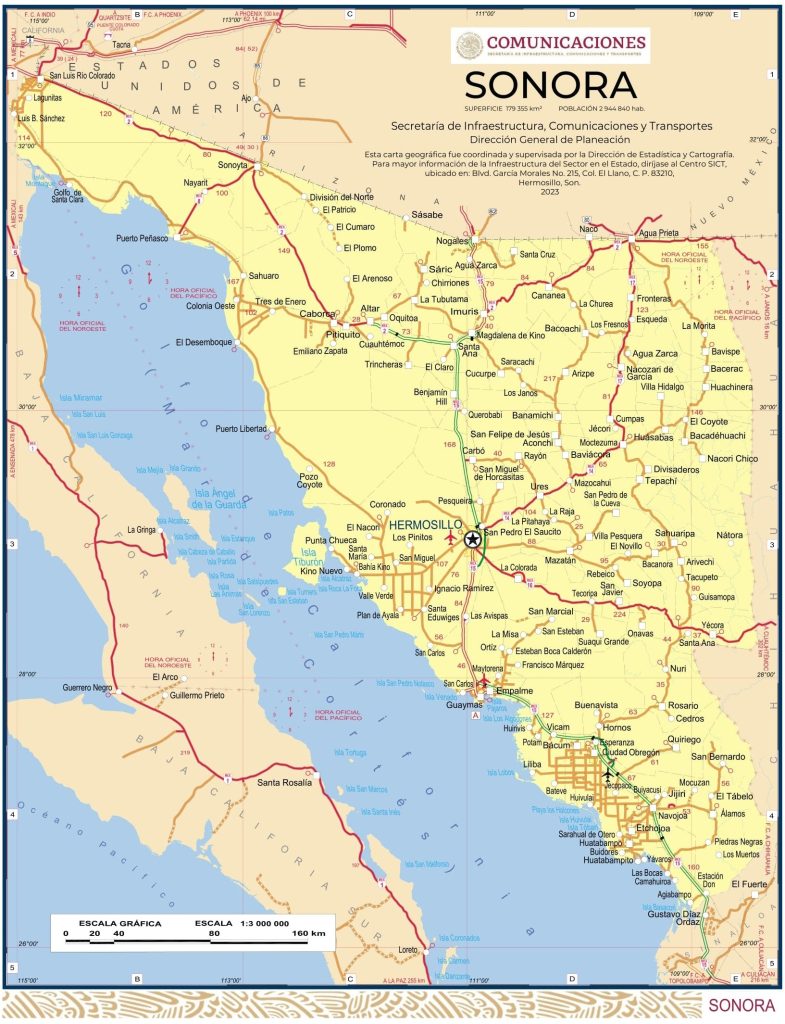 Mapa de Sonora.