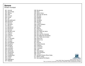 División municipal de Sonora.