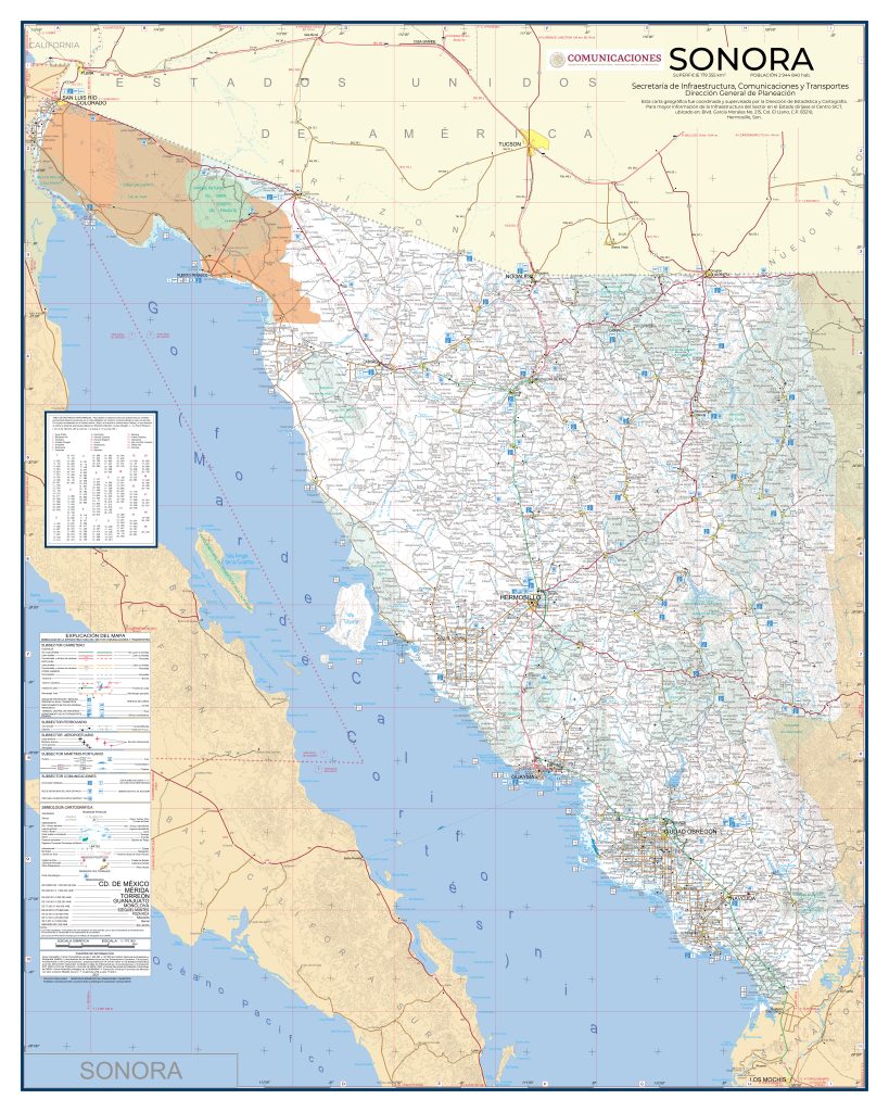 Mapa de carreteras de Sonora.