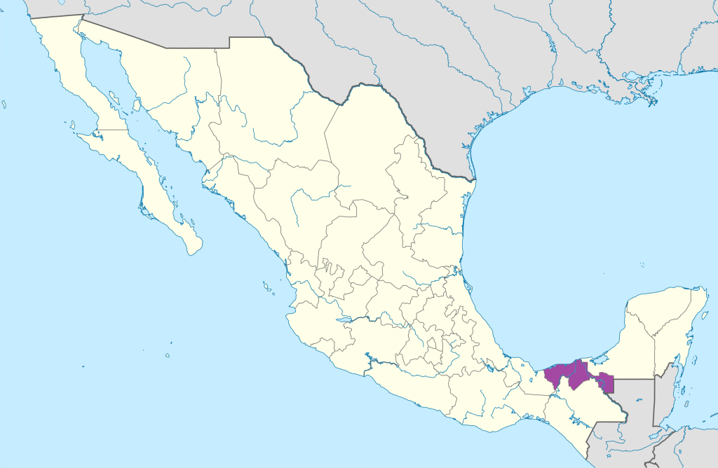 Mapa de ubicación del estado de Tabasco.