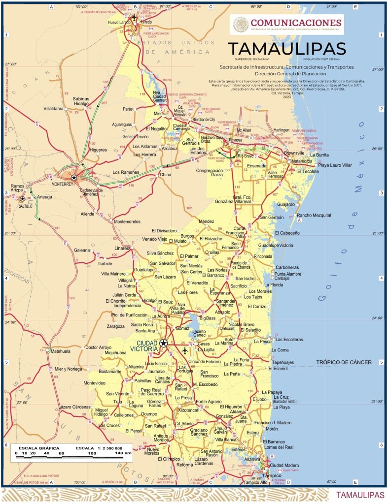 Mapa de Tamaulipas.