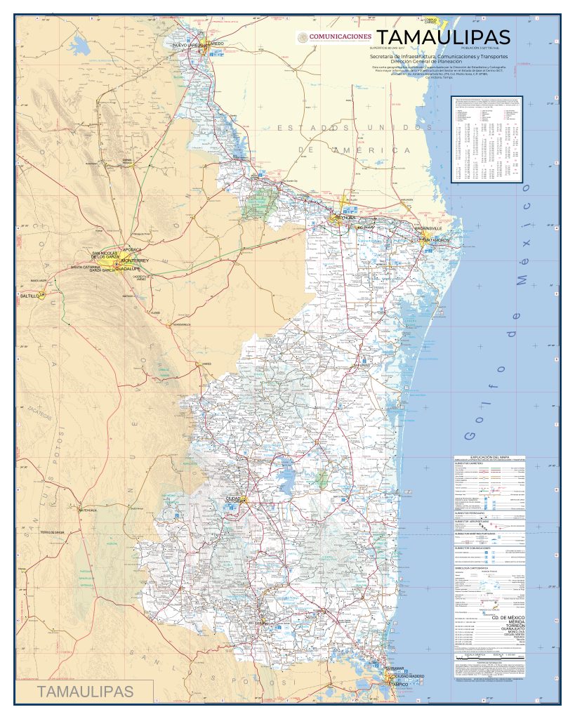 Mapa de carreteras de Tamaulipas.