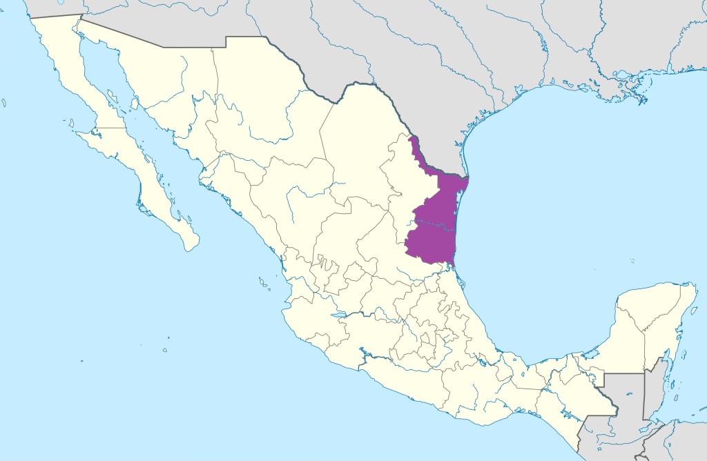 Mapa de ubicación del estado de Tamaulipas.