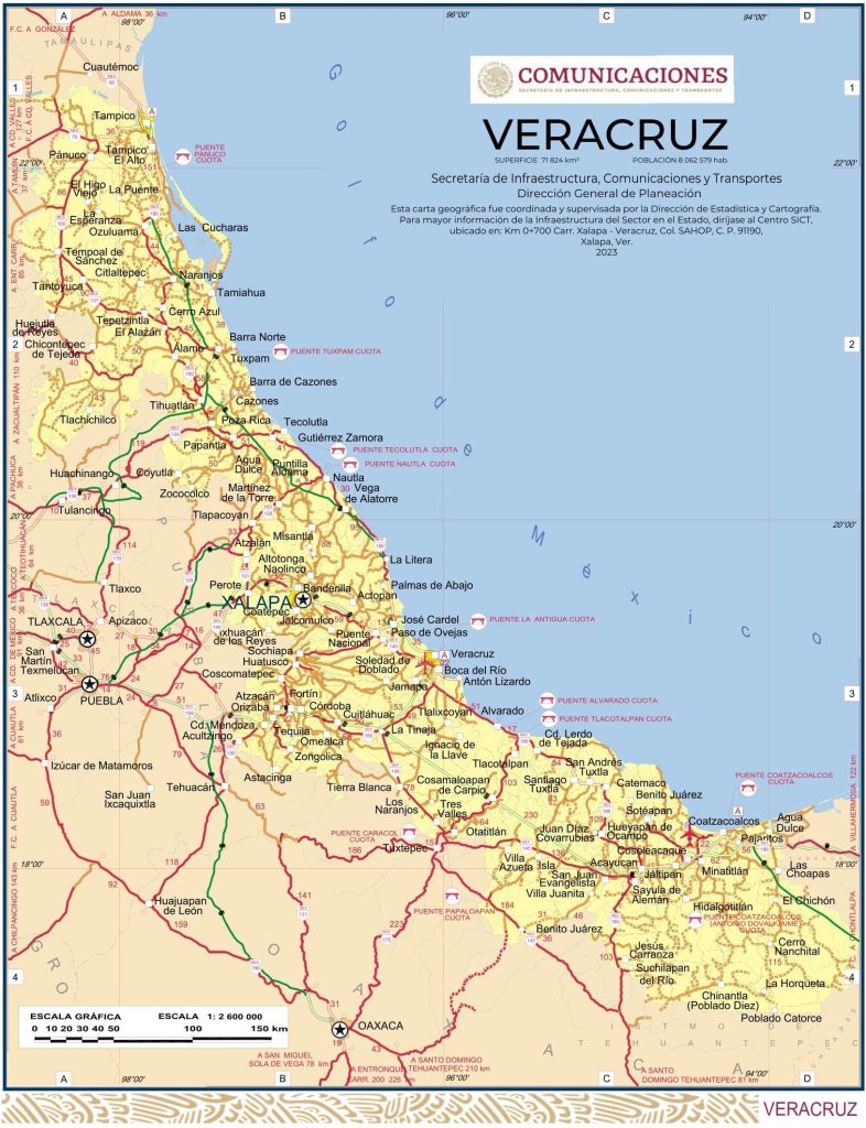 Mapa del estado de Veracruz.