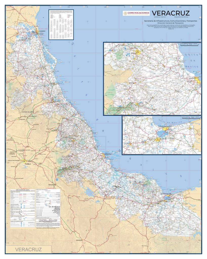 Mapa de carreteras del estado de Veracruz.