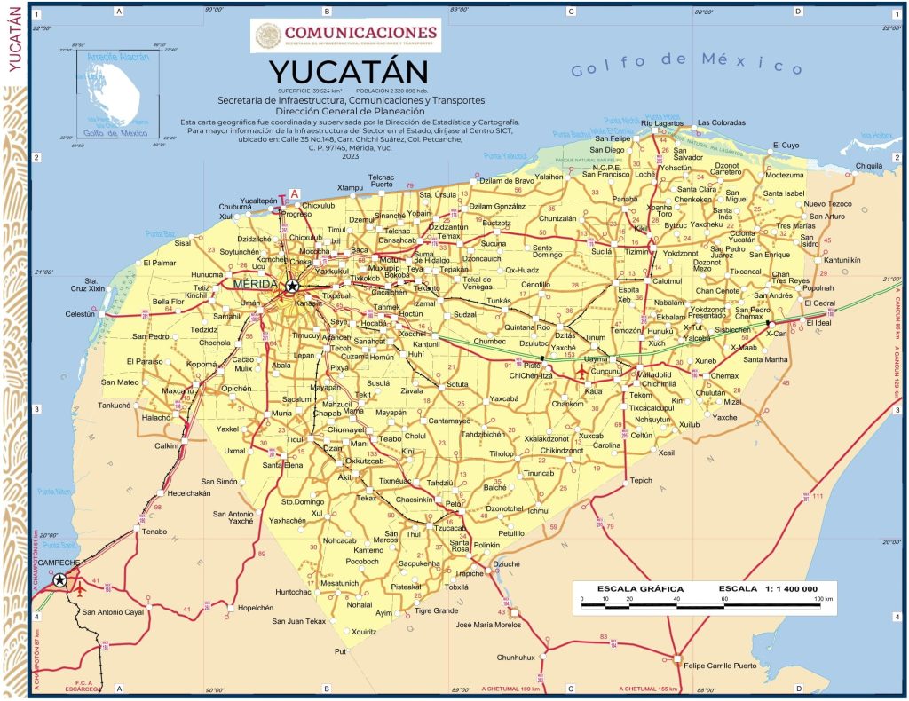 Mapa de Yucatán.