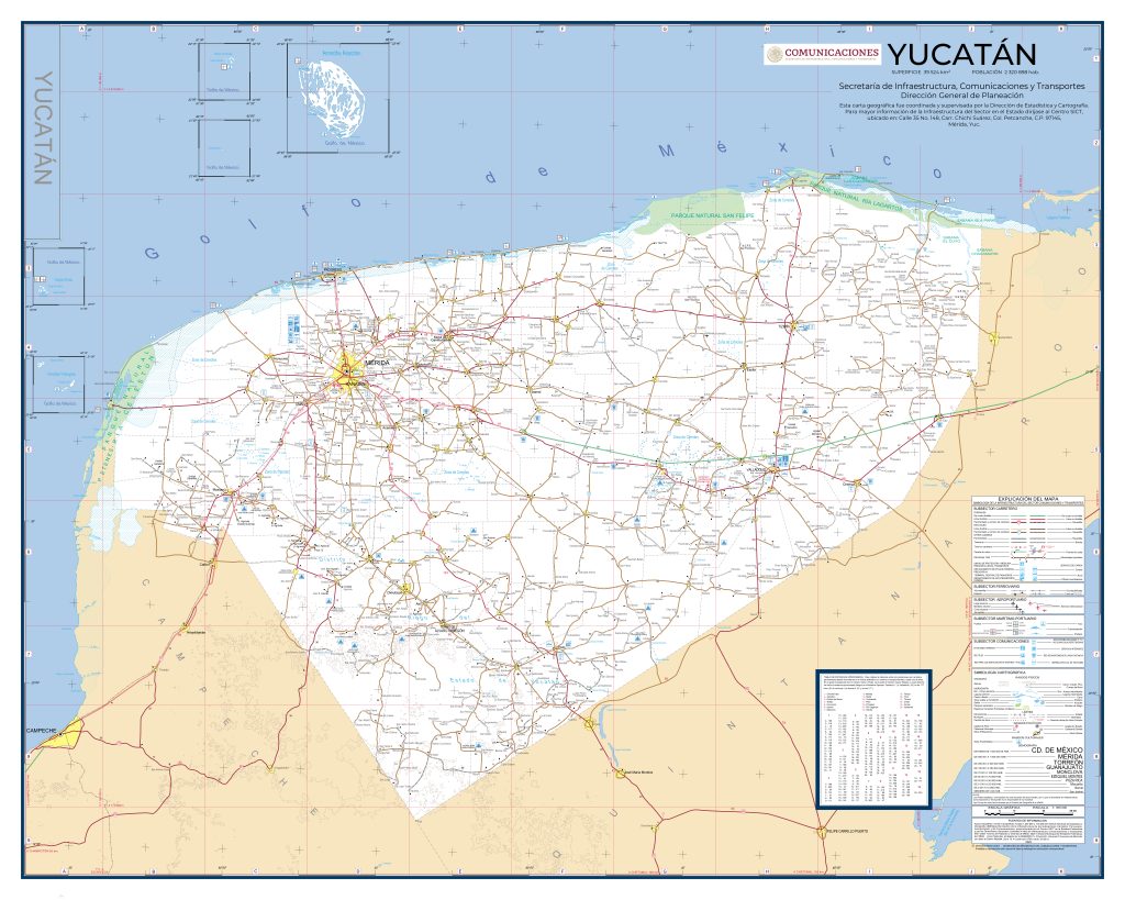 Mapa de carreteras de Yucatán.