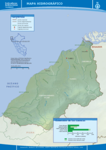 Mapa hidrográfico del departamento de Tumbes.