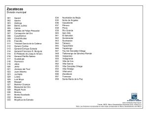 División municipal del estado de Zacatecas.