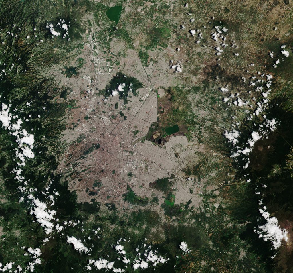 Ciudad de México y sus alrededores desde el espacio.