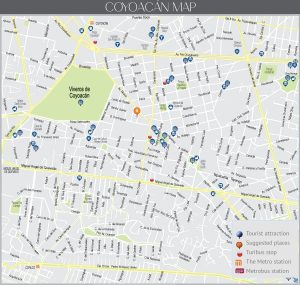 Atractivos turísticos en Coyoacán (Ciudad de México).