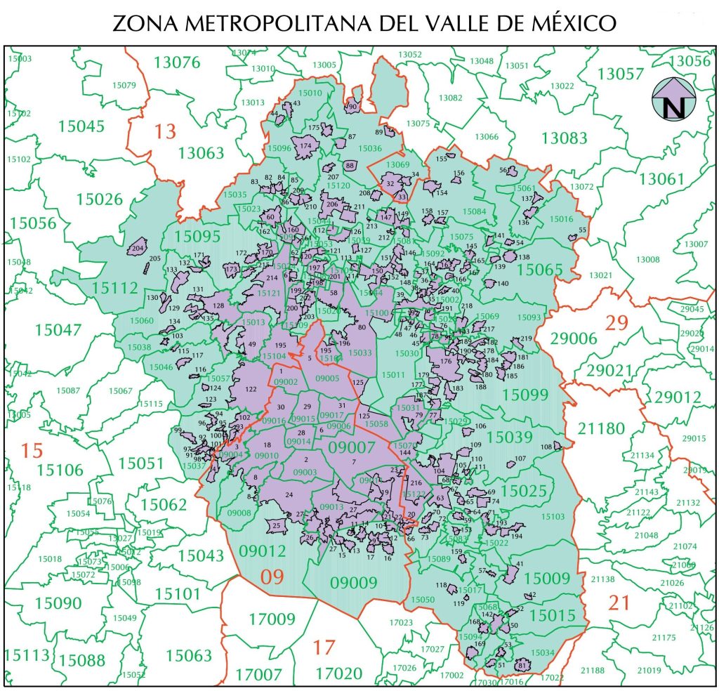 Mapa de la Zona Metropolitana de la Ciudad de México.