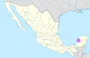 Mapa de ubicación de la ciudad de Campeche en México.