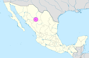 Mapa de ubicación de la ciudad de Hidalgo del Parral en México.