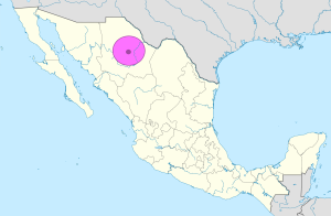 Mapa de ubicación de la ciudad de Chihuahua en México.