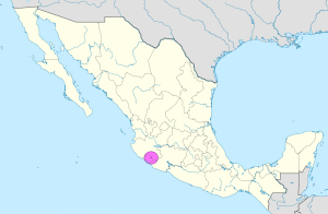 Mapa de ubicación de la ciudad de Colima en México.