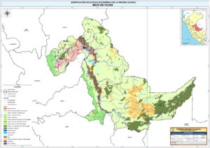 Mapa de los ecosistemas en el departamento de Ucayali.