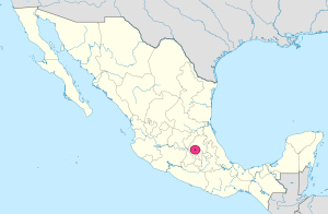 Mapa de ubicación de Tepeji del Río de Ocampo en México.