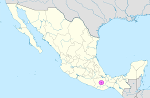 Mapa de ubicación de la ciudad de Oaxaca en México.