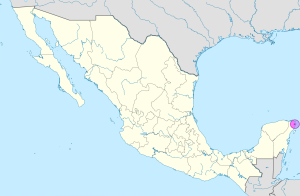 Mapa de ubicación de Cancún en México.