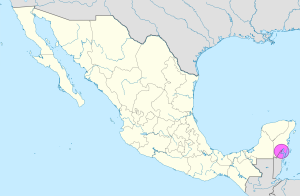 Mapa de ubicación de Chetumal en México.