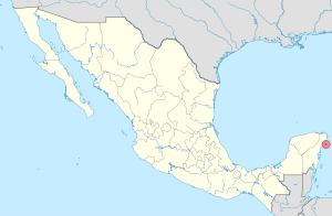 Mapa de ubicación de la ciudad de Cozumel en México.