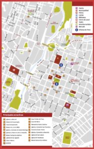 Mapa del centro de la ciudad de Arequipa.