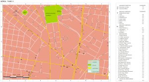 Plano de la zona del Estadio Gral Salvador Alvarado, Mérida.