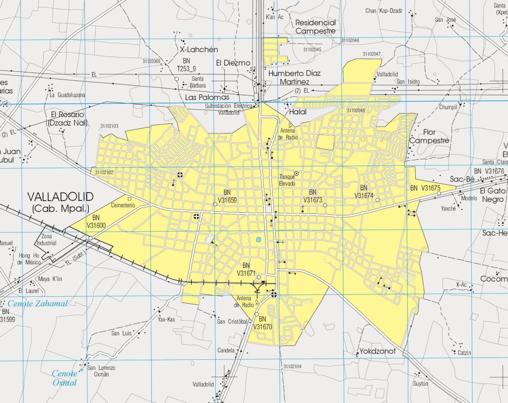 Plano de Valladolid, Yucatán.
