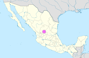 Mapa de ubicación de la ciudad de Zacatecas en México.
