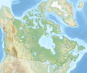 Mapa físico en blanco de Canadá.