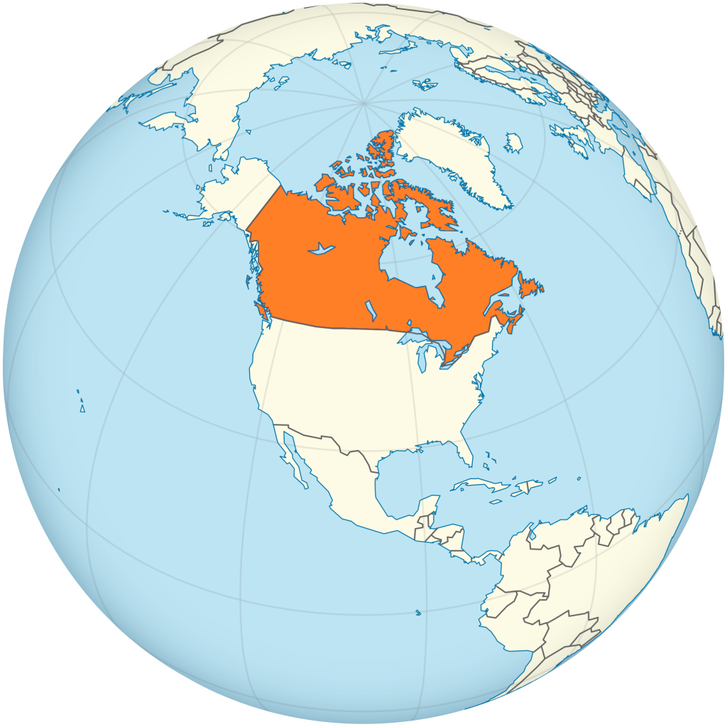 Mapa de ubicación de Canadá.