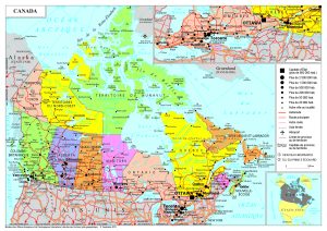 Mapa político de Canadá.