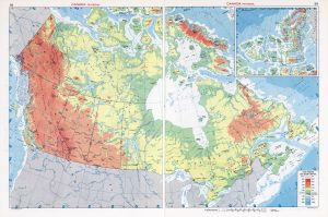 Mapa topográfico de Canadá.