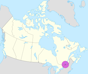 Mapa de ubicación de Montreal en Canadá.